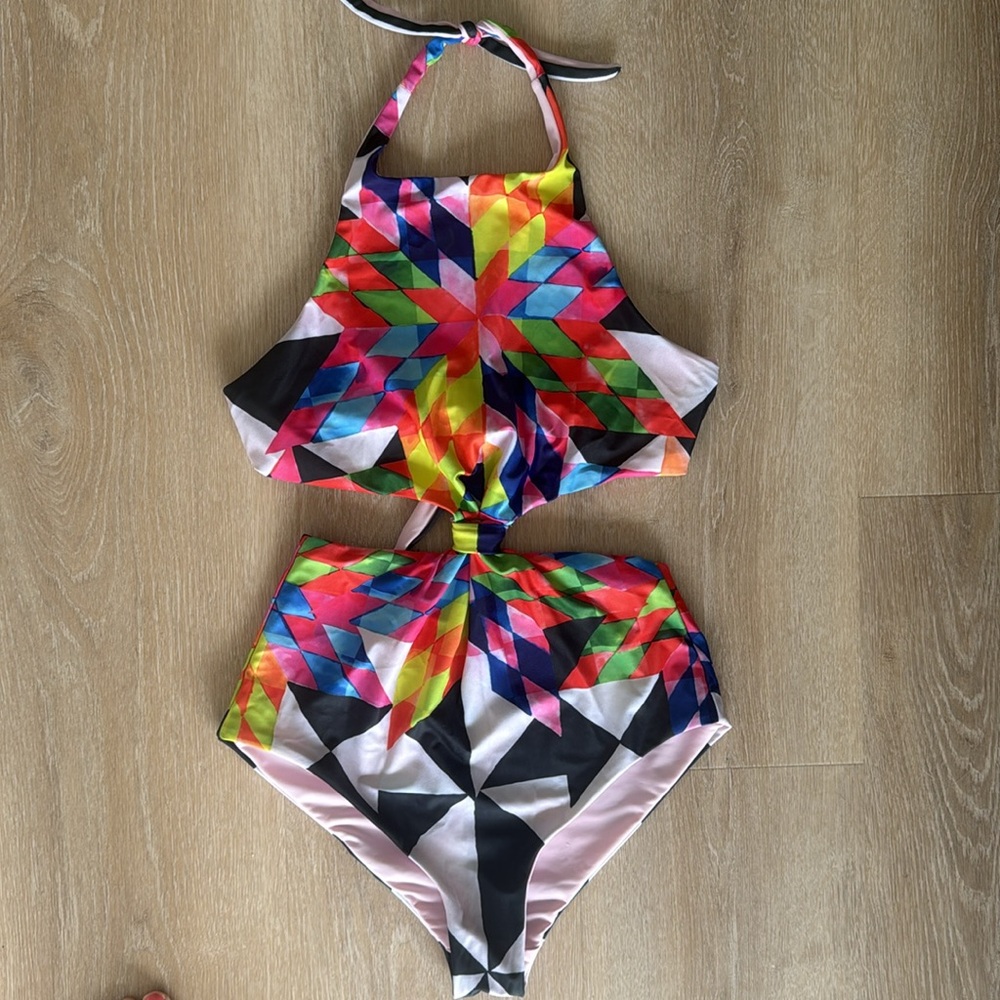 Mara Hoffman Multicolor Geo Halter One-Piece Swimsuit